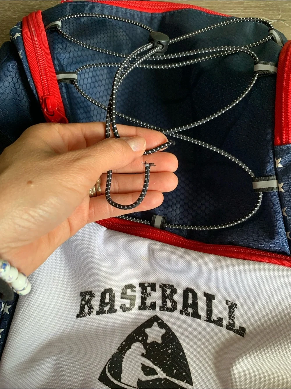 Baseball Bag for Youth & Adult with 4 Bat Sleeves - Navy, Red and White